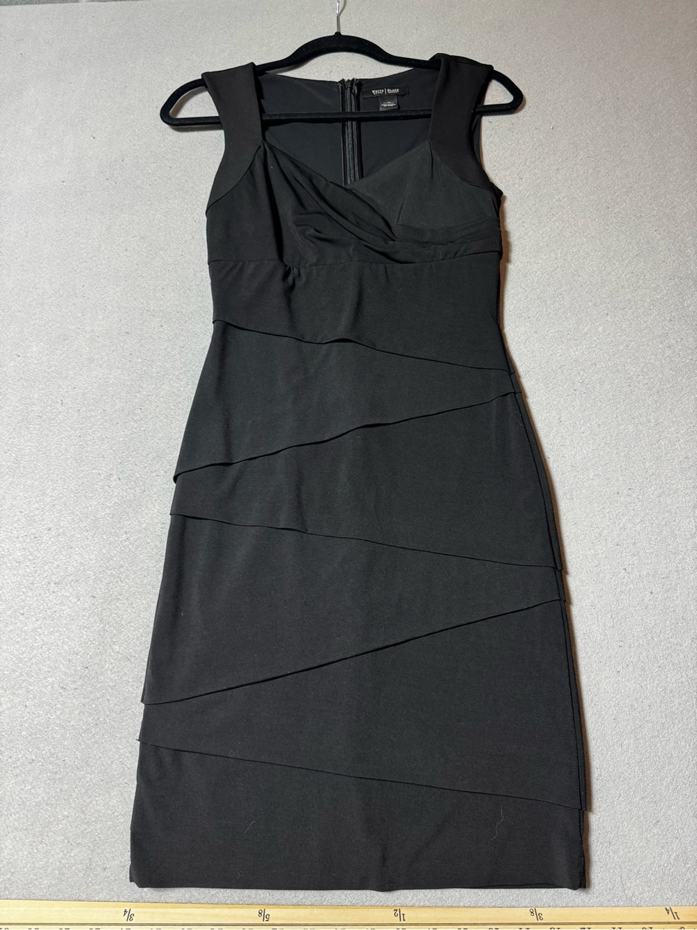 White House Black Market Black Tiered Sheath Midi Little Black Dress